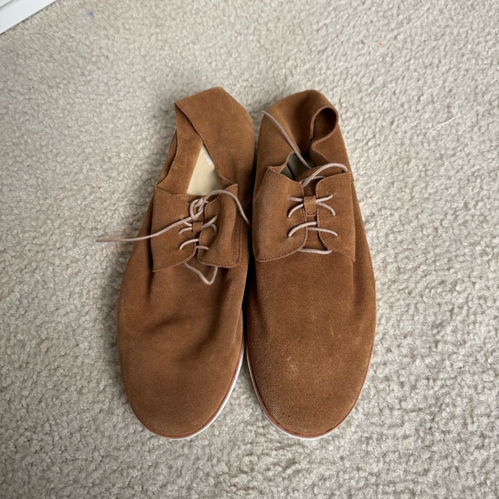 Nisolo Mens Lightweight Flex Derby Shoes Tan Leather Size 10.5 Travel Vacation - Picture 2 of 7